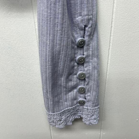 Free People Linen Blend Bohemian Cropped Lavender Women's Boxy Top Size Large - Picture 9 of 13